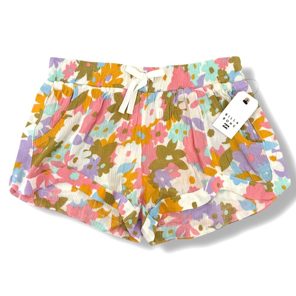 Billabong Floral Print Girls Shorts - Pink, Purple, Yellow, Green, Blue, White